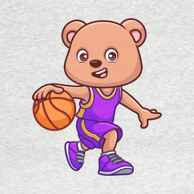 Basketball Bear Cute Cartoon by GumregaStd